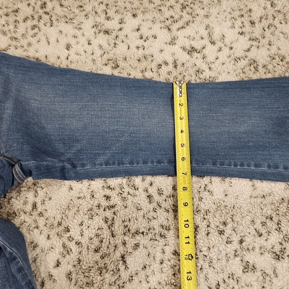 Spanx SZ M Blue Pull On Stretch Flared Retro Jeans Pants High Rise - Picture 11 of 12